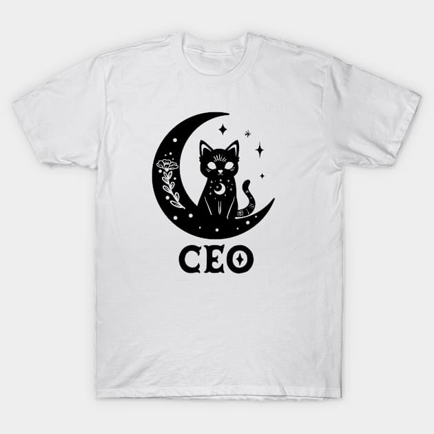 CEO - magical cat on moon  Design T-Shirt by best-vibes-only